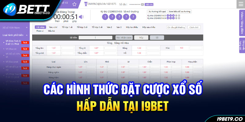 Các hình thức đặt cược xổ số hấp dẫn tại i9bet